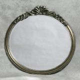 SILVER OVAL RIBBON MIRROR IN FRENCH FURNITURE STYLE